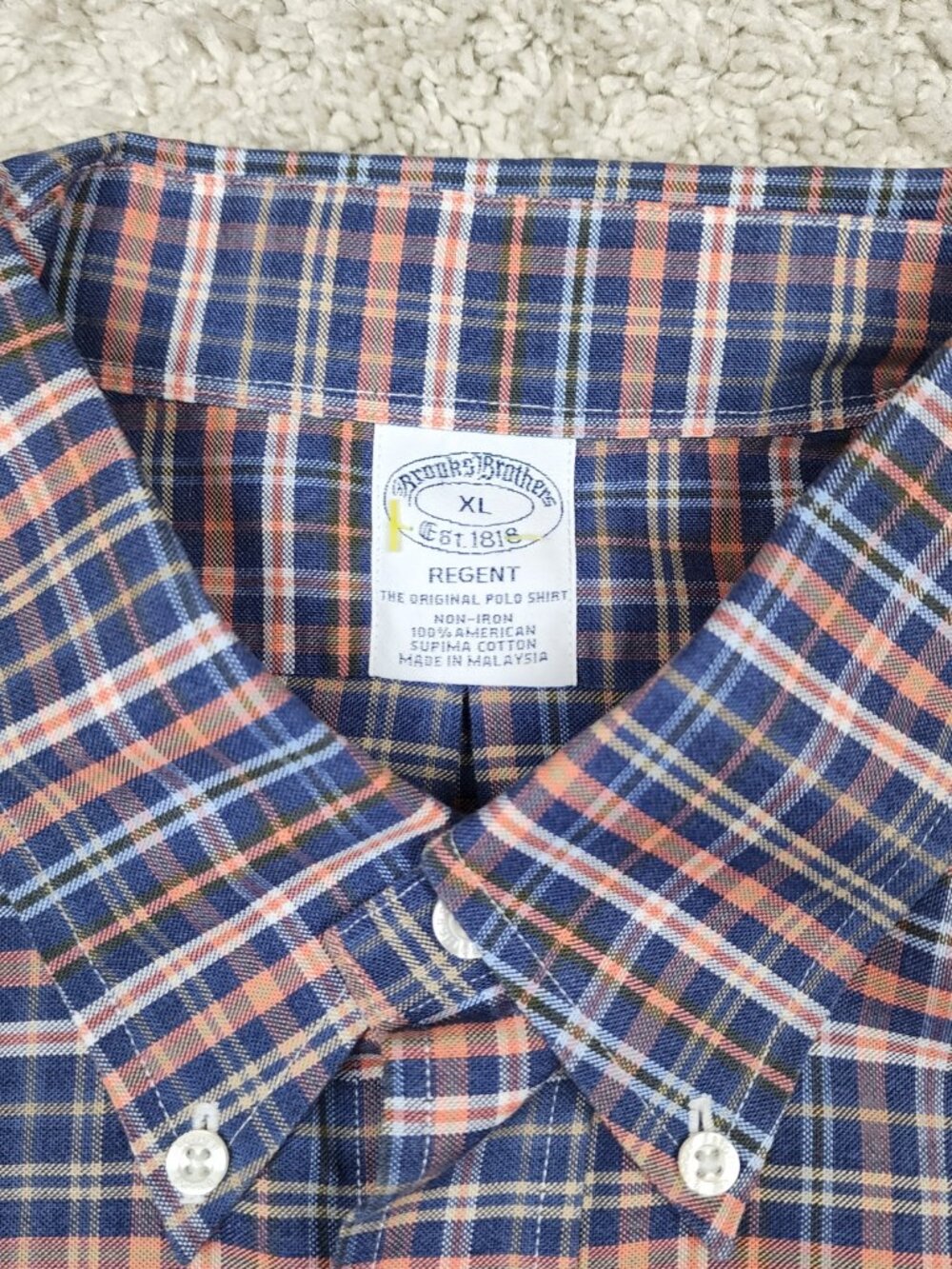 Brooks Brothers Button Down Shirt Mens Size XLRegent Oxford All Supima 100% VTG - Picture 4 of 6
